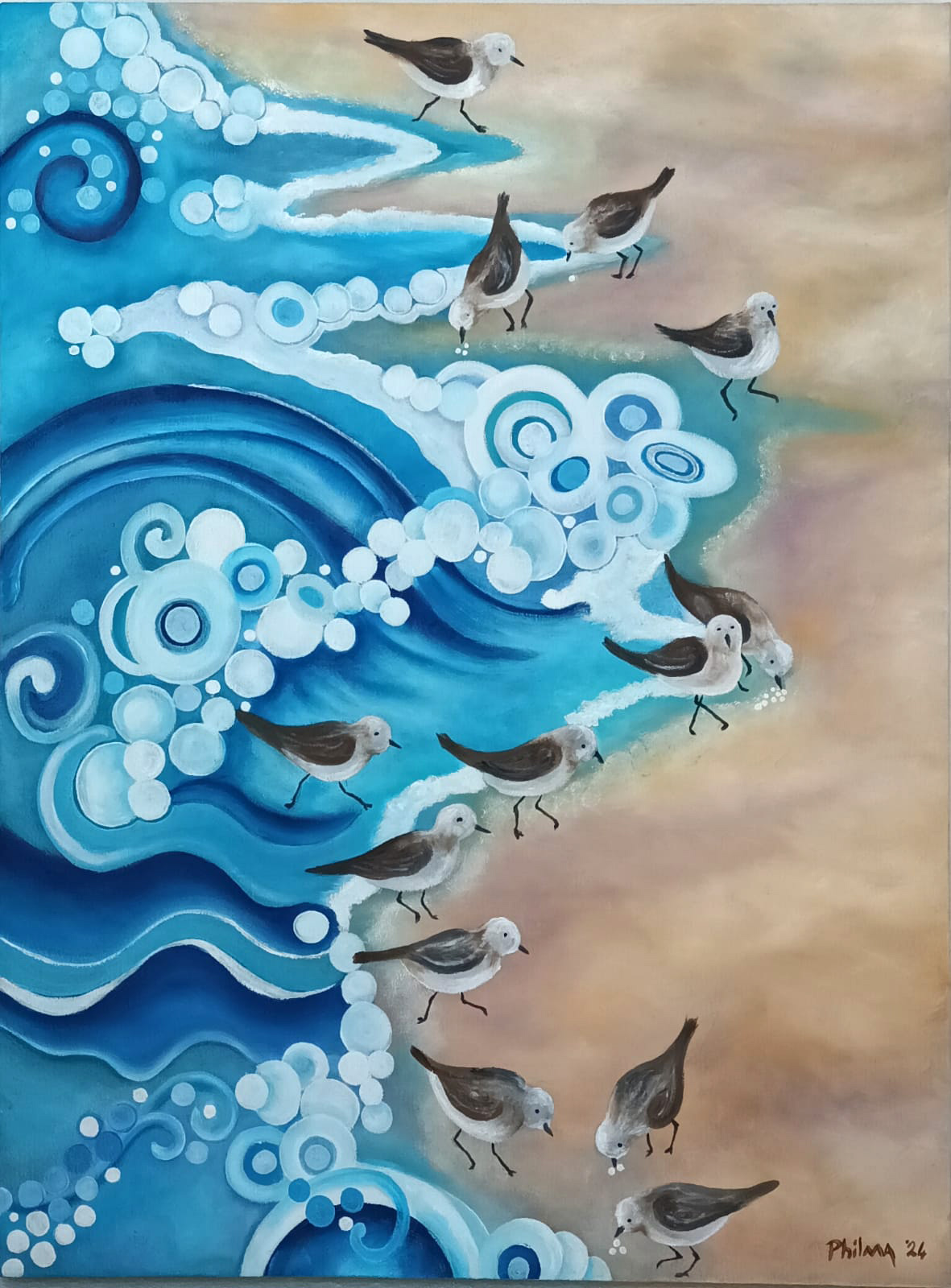 Painting of a Sea Shore with birds