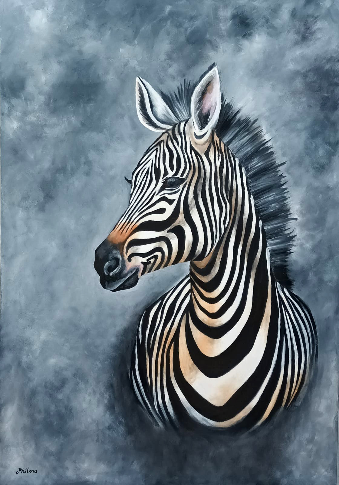 Painting of a young Zebra